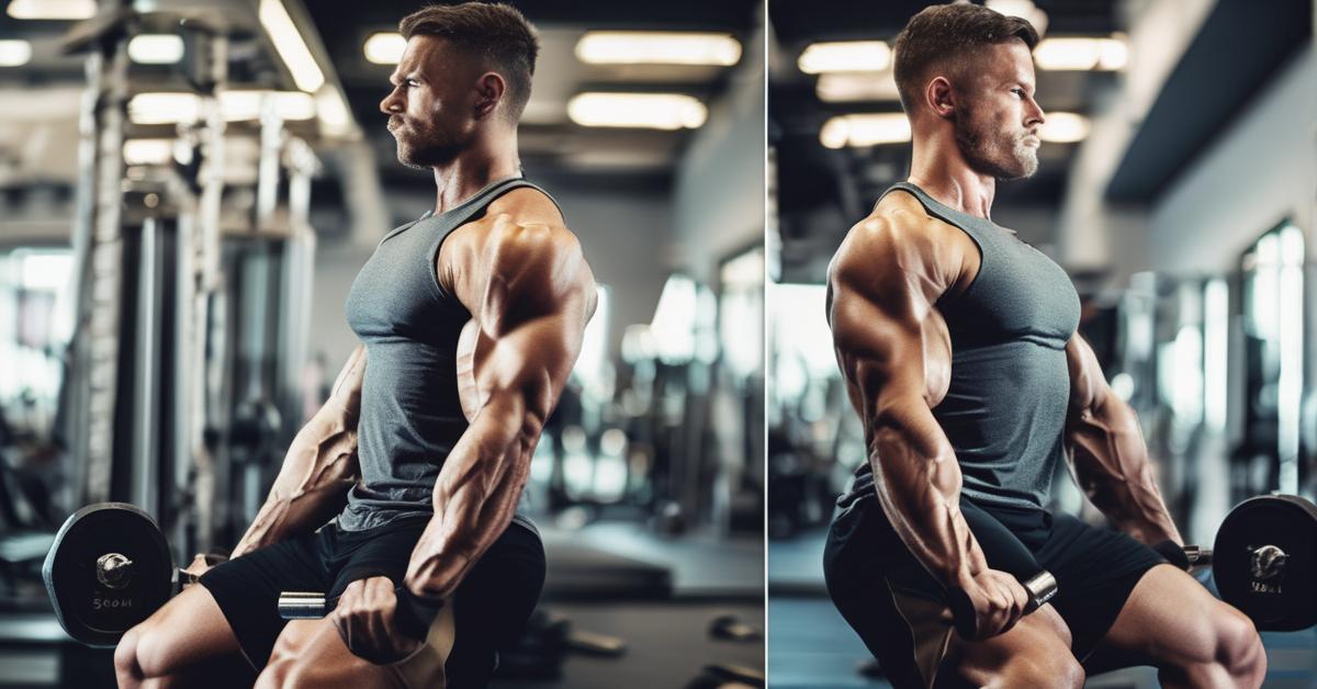 Prawidłowa technika uginania ramion z hantlami, skupienie na pracy bicepsa.